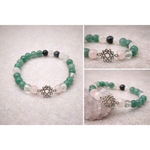Heart Chakra Bracelet Rose Quartz Aventurine Quartz Witchy Boho‎ Apothecary